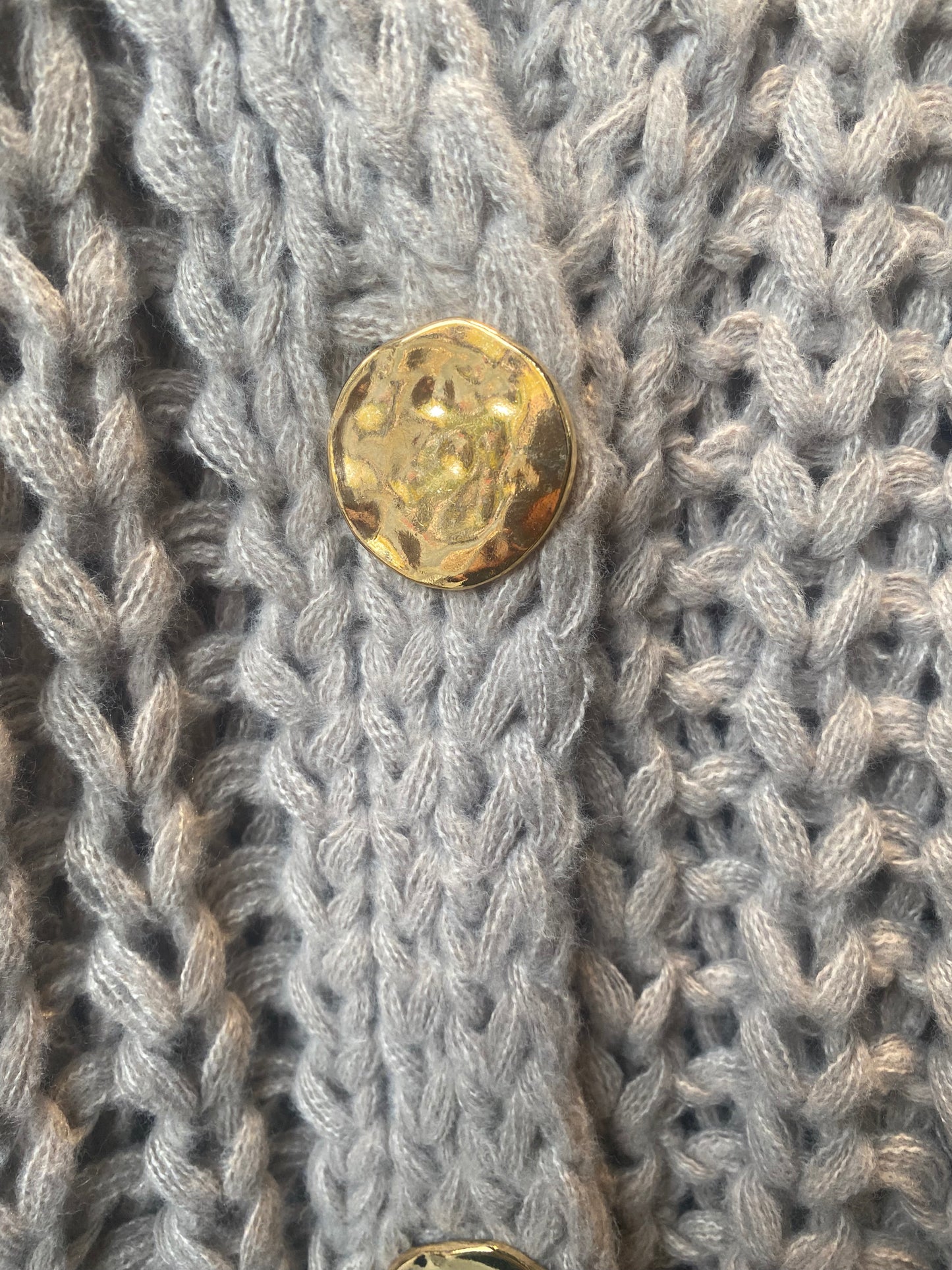Chunky Loose Knit Cardigan with Gold Buttons
