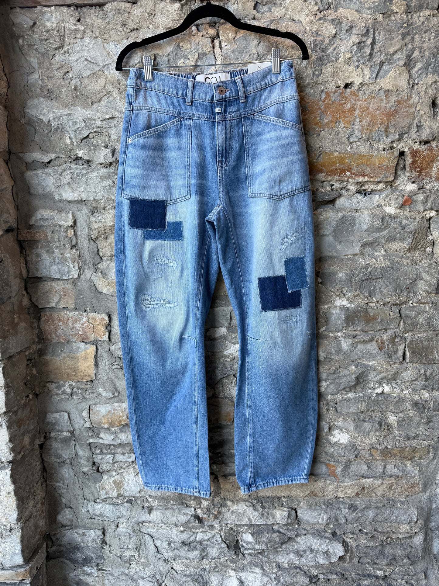COJ Light wash Arc Style Jeans with Patchwork Detail