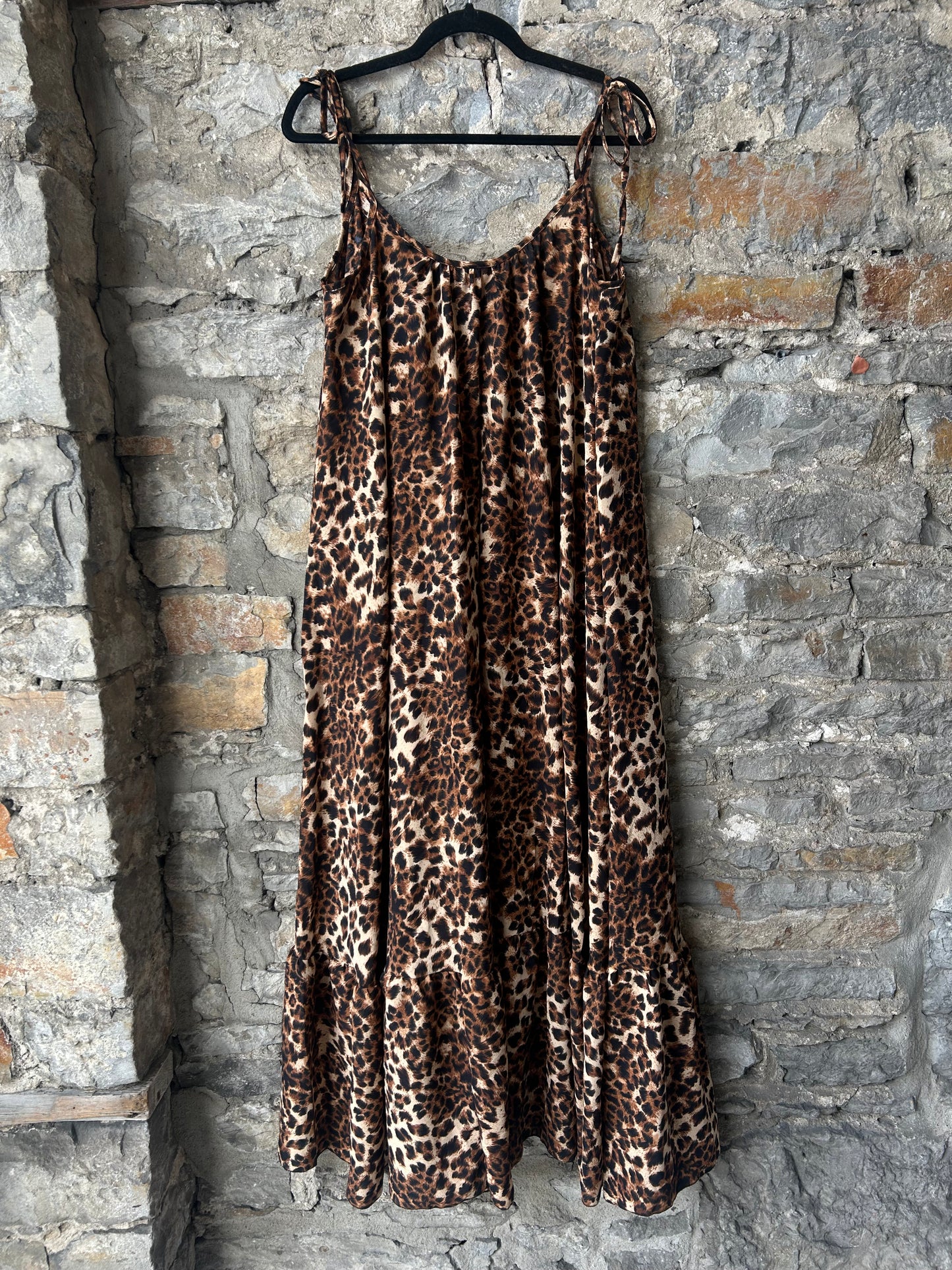 One Size Animal Print Spaghetti Strap Dress