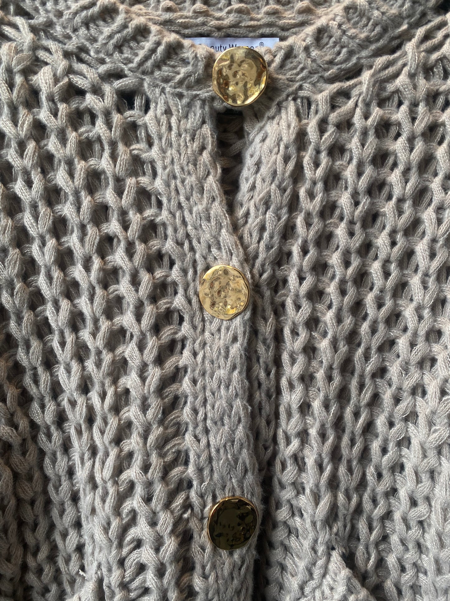 Chunky Loose Knit Cardigan with Gold Buttons