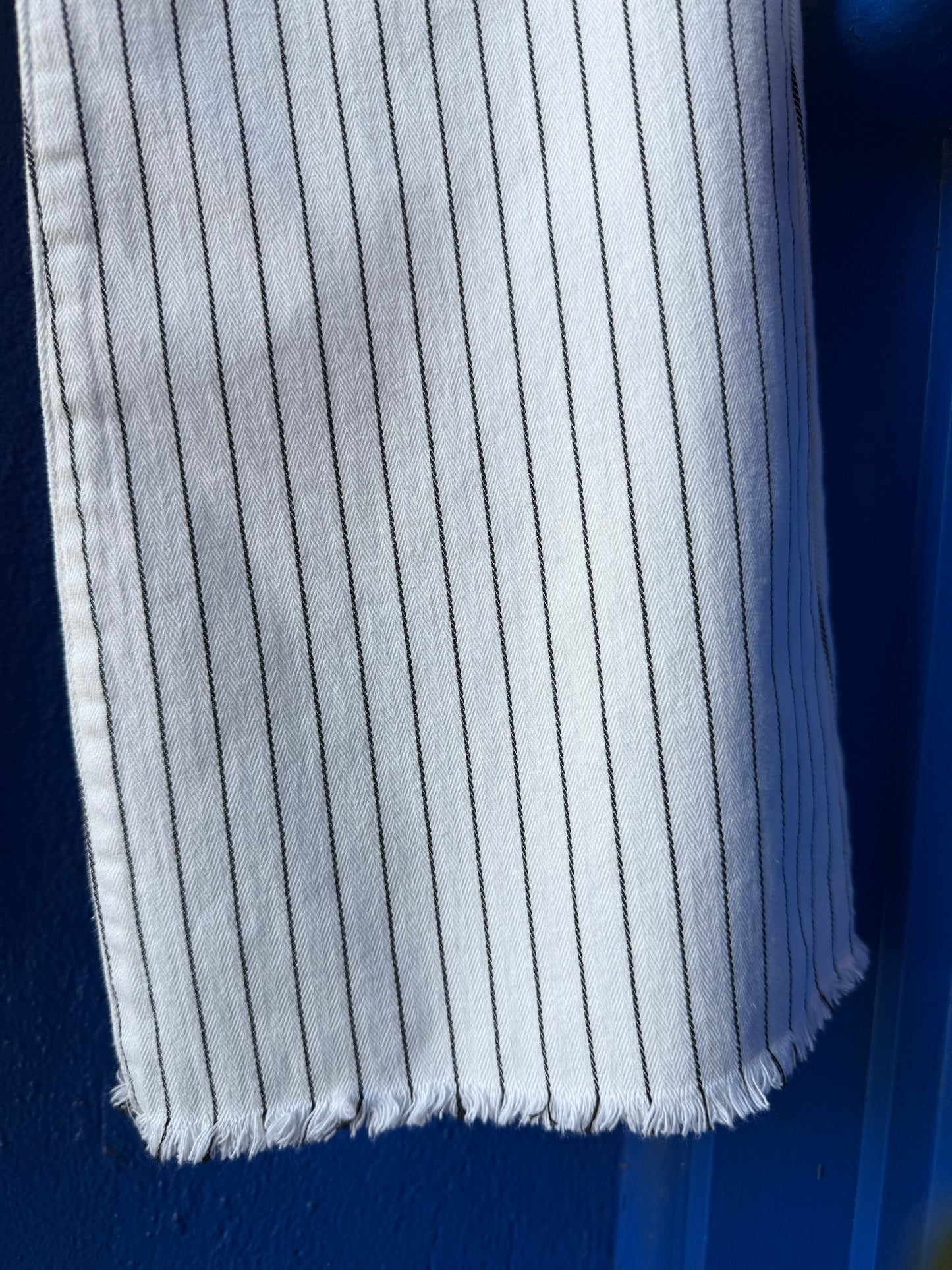 High Rise Flare Pinstripe Pant - Black and White Stripe