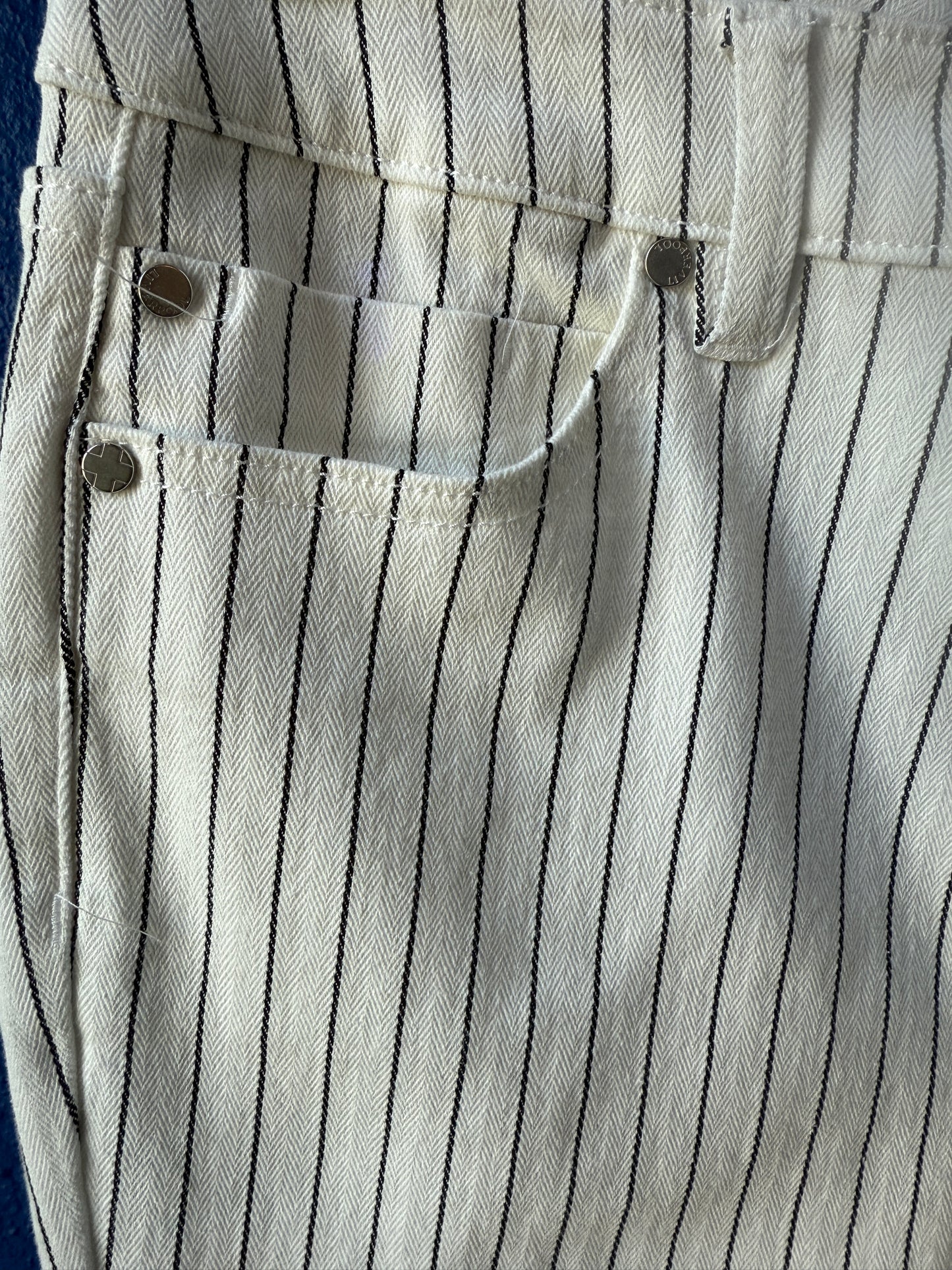 High Rise Flare Pinstripe Pant - Black and White Stripe