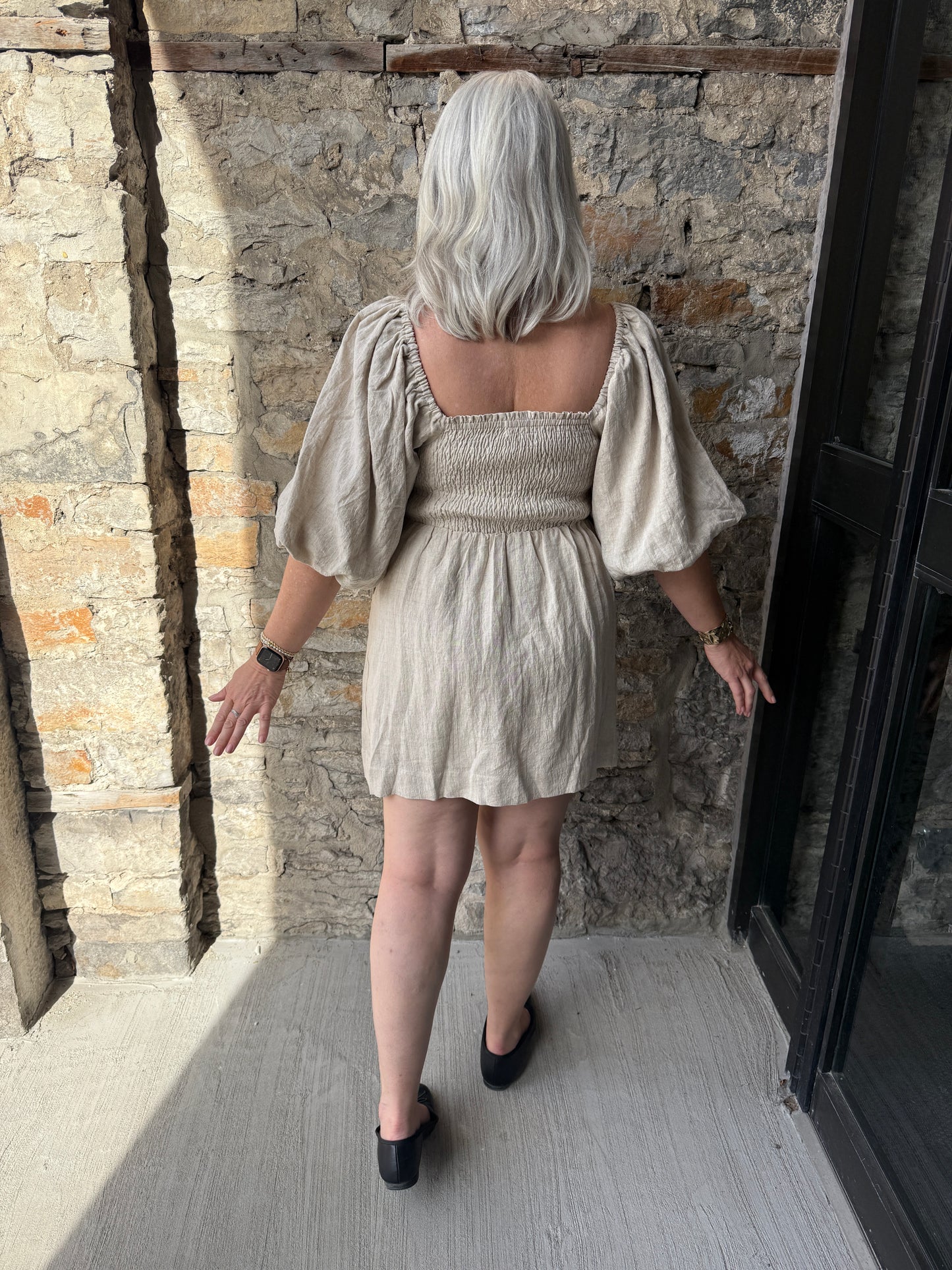Linen Twist Front 1/2 Bubble Sleeve - OAT