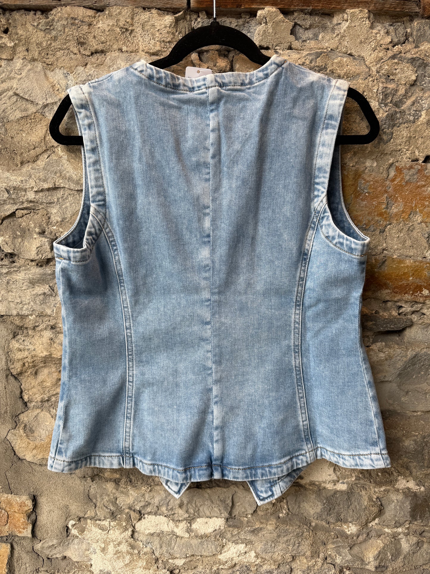 Cotton Stretch V neck waist coat vest- light blue