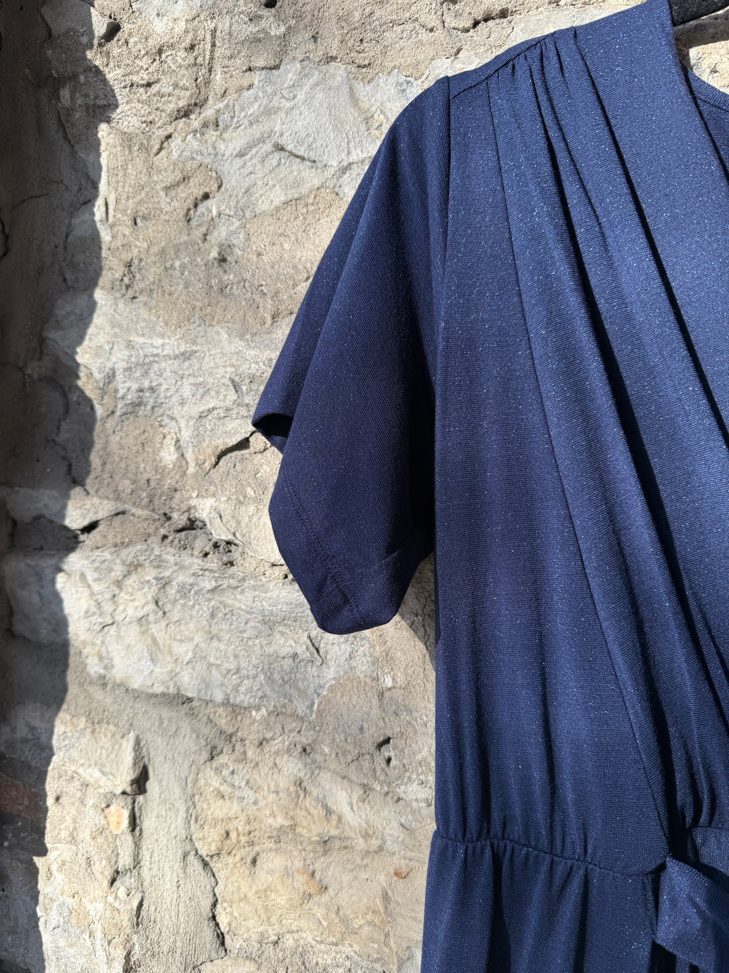 V neck Short Sleeve Wide Leg Jumpsuit- NAVY BLUE