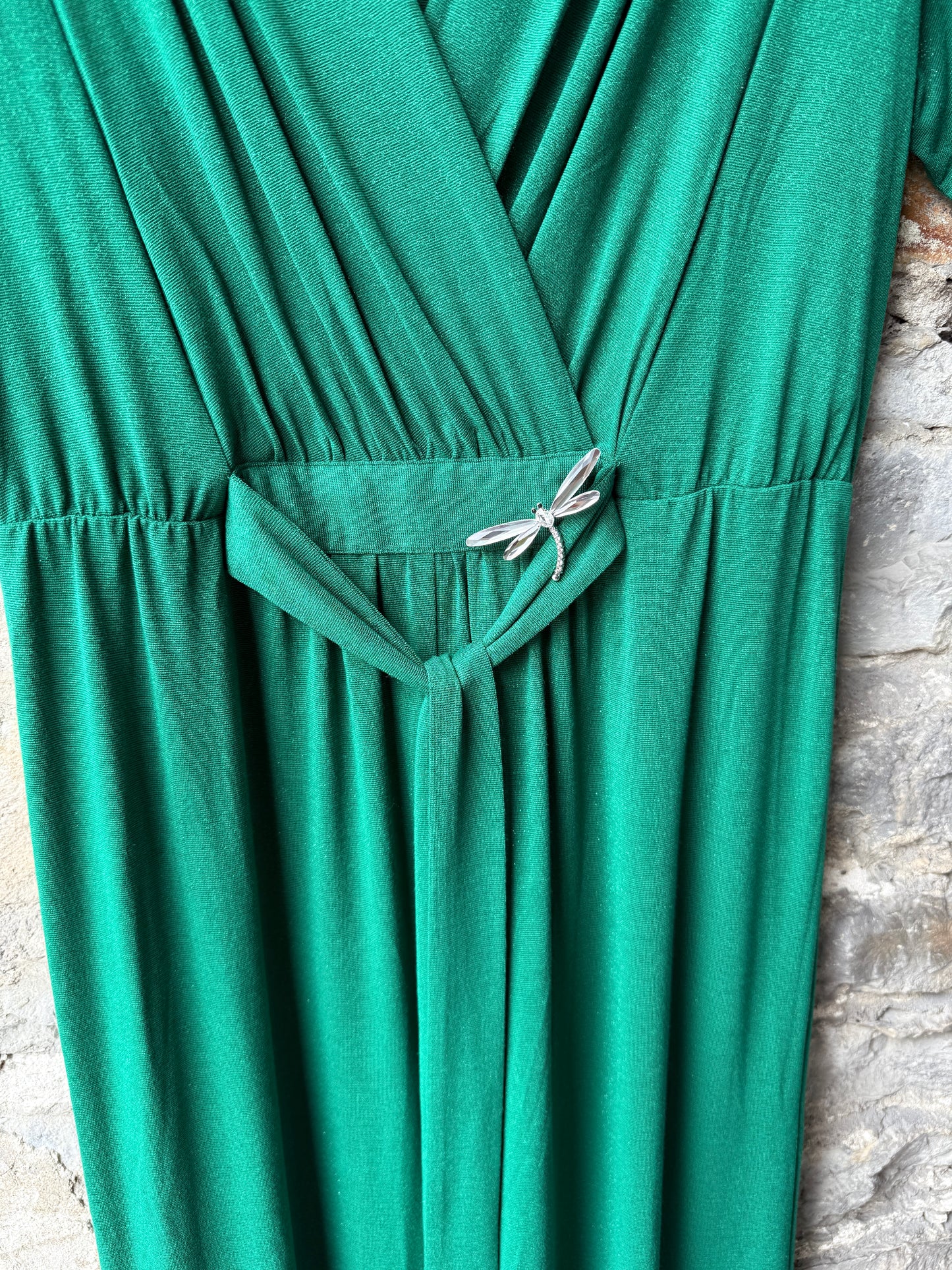 V neck Short Sleeve Wide Leg Jumpsuit- EMERALD GREEN