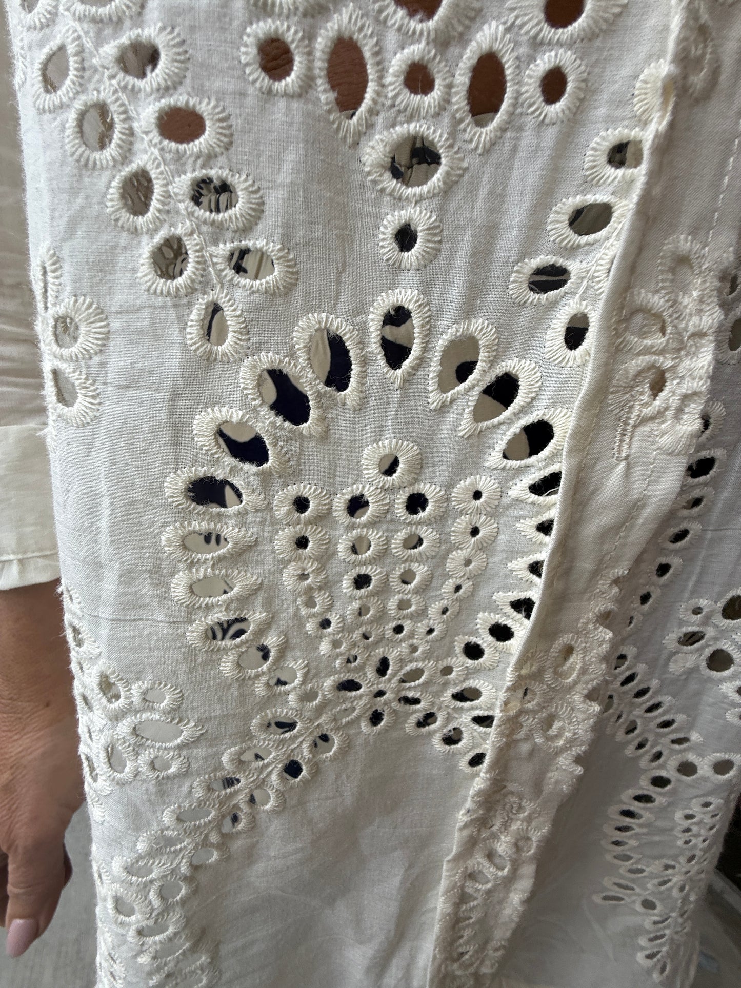 100% Cotton Ivory Eyelet Long Sleeve Shirt