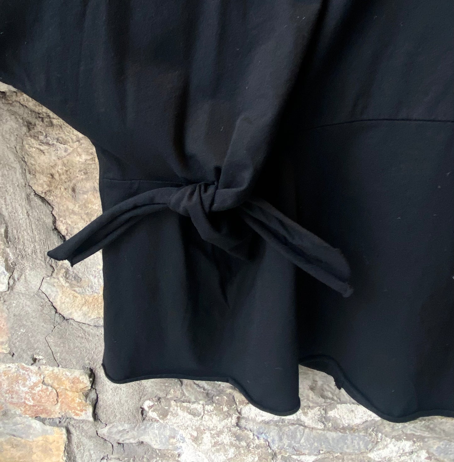100% Black Cotton T-shirt with Side Ties