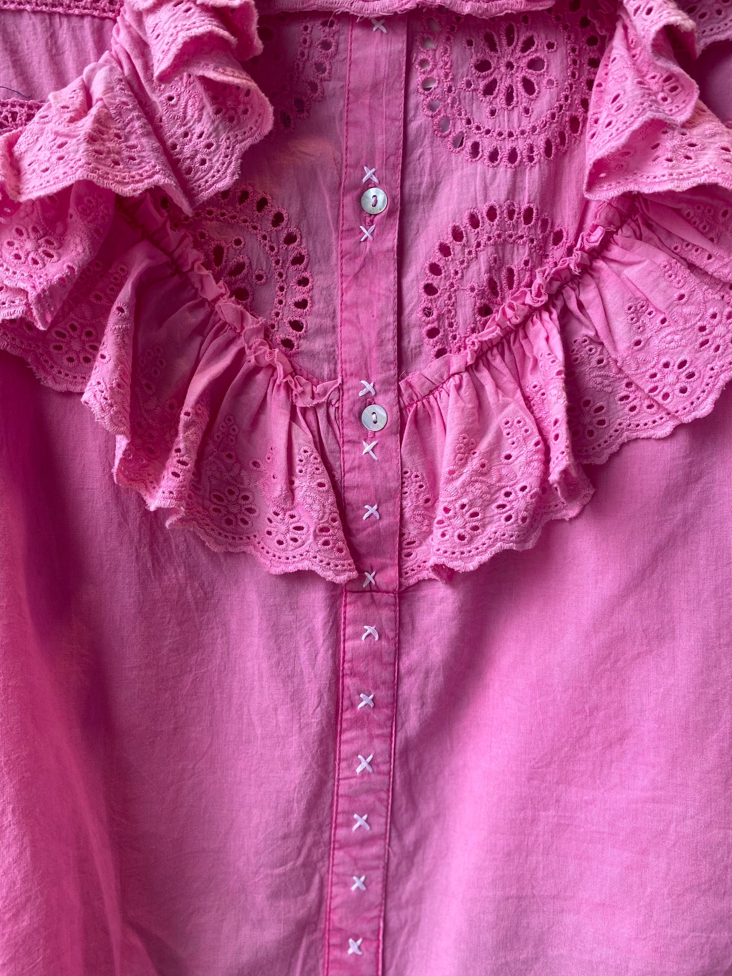 100% Cotton Eyelet Shirt - PINK