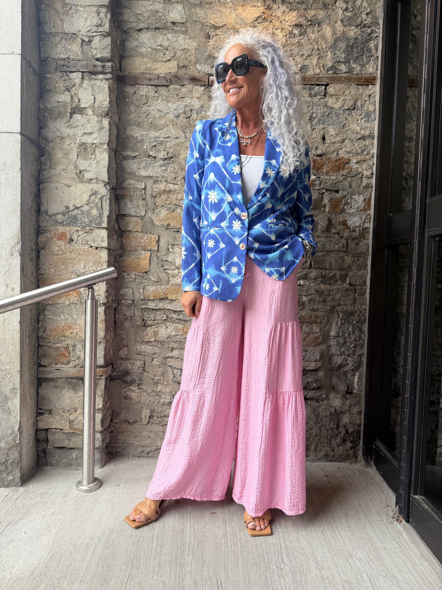 Boho Flounce Summer Flowy Pant with POCKETS -PINK