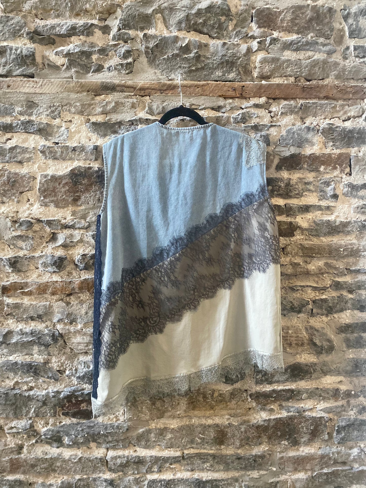 Denim and Lightweight Canvas Mixed Vest Top