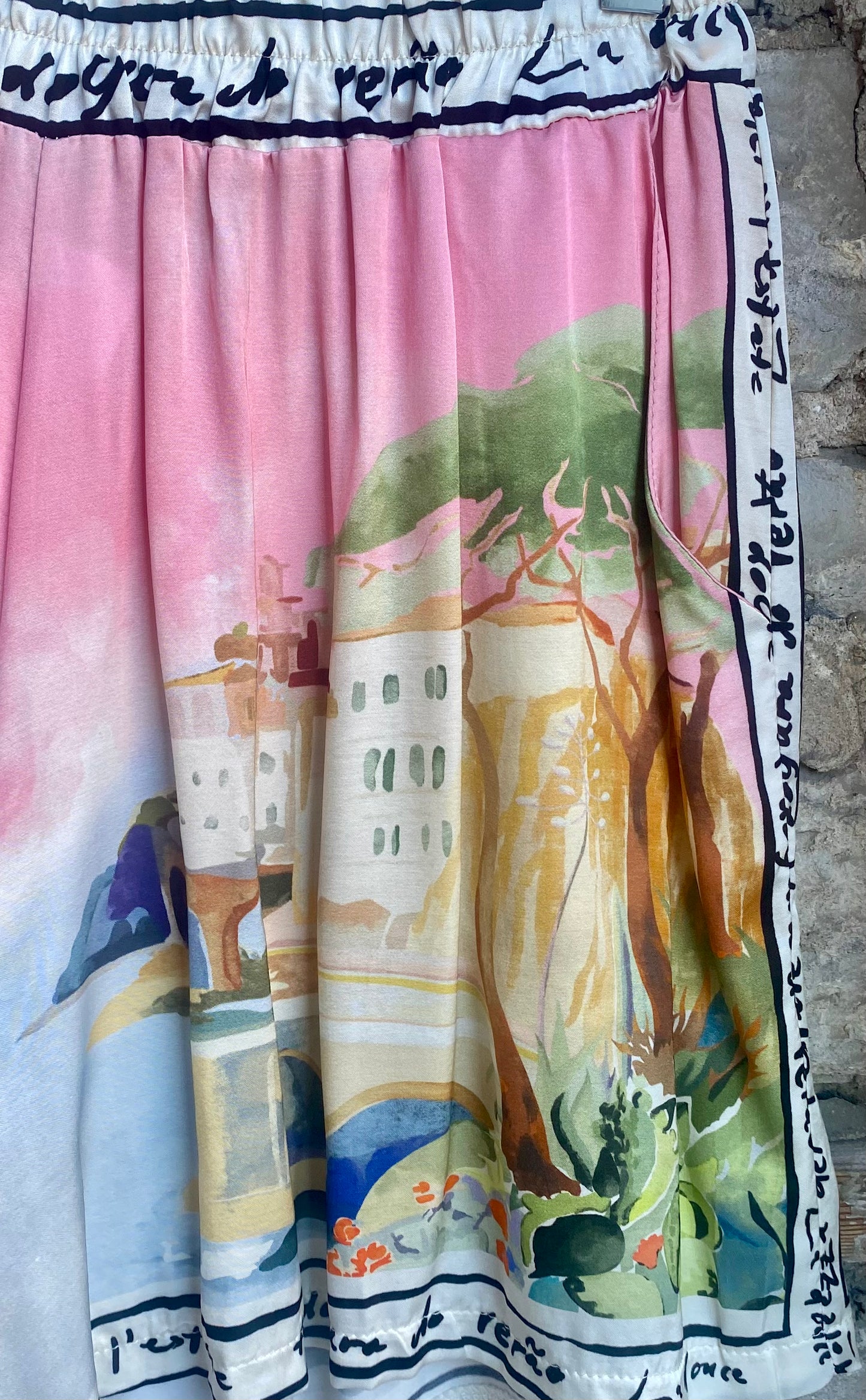 Relaxed Fit Printed Silk Shorts - PINK