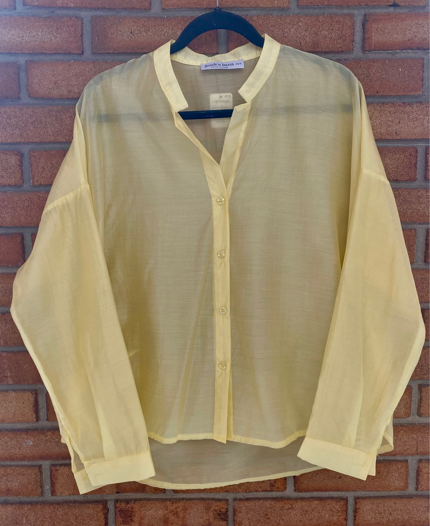 Lightweight Semi-Sheer Button Front Shirt - Pale YELLOW