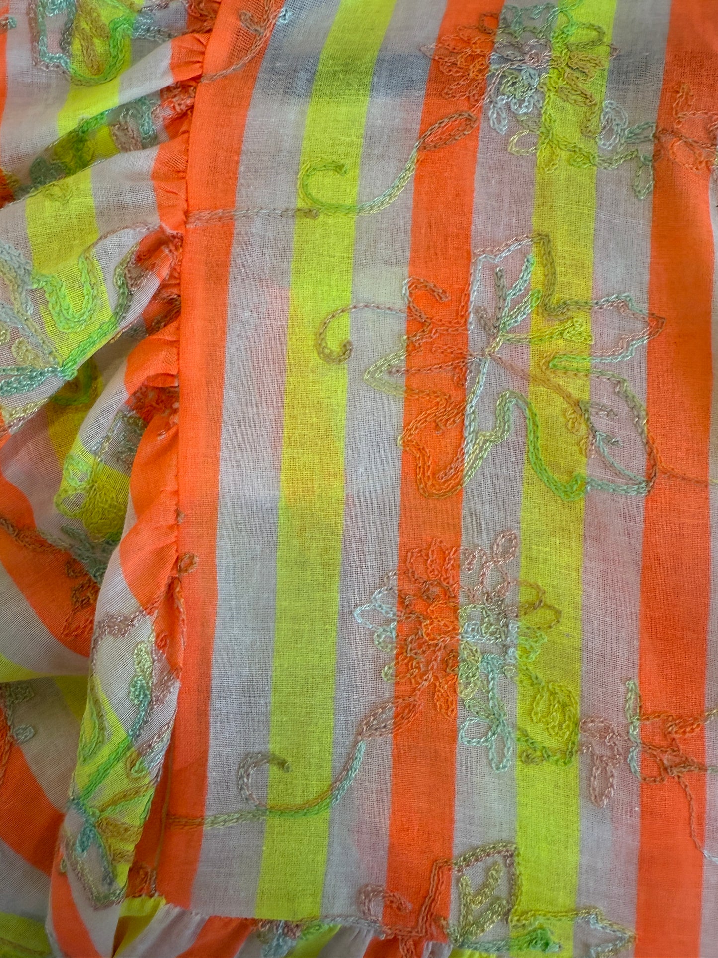 100% Cotton Oversized Bright Striped Dress- Orange and Yellow