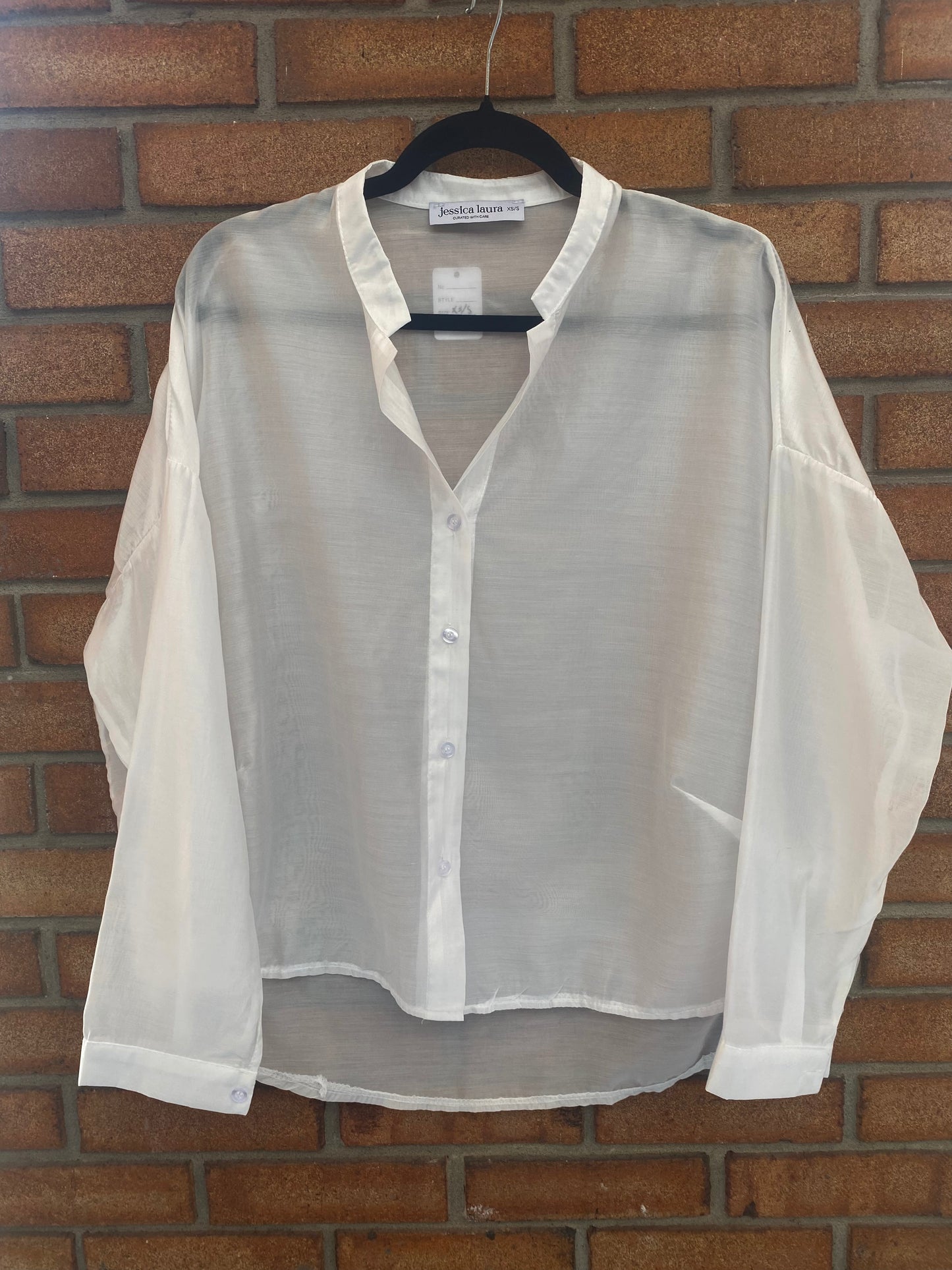 Lightweight Semi-Sheer Button Front Shirt - WHITE