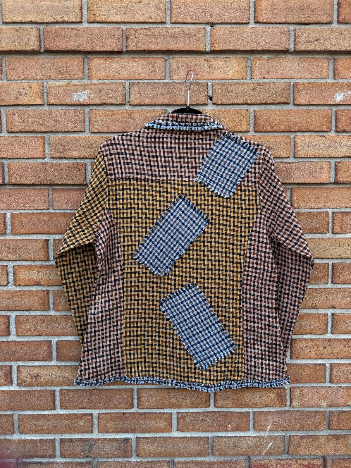 100% Cotton Houndstooth Jacket iwht pockets- Brown Black Tan Grey