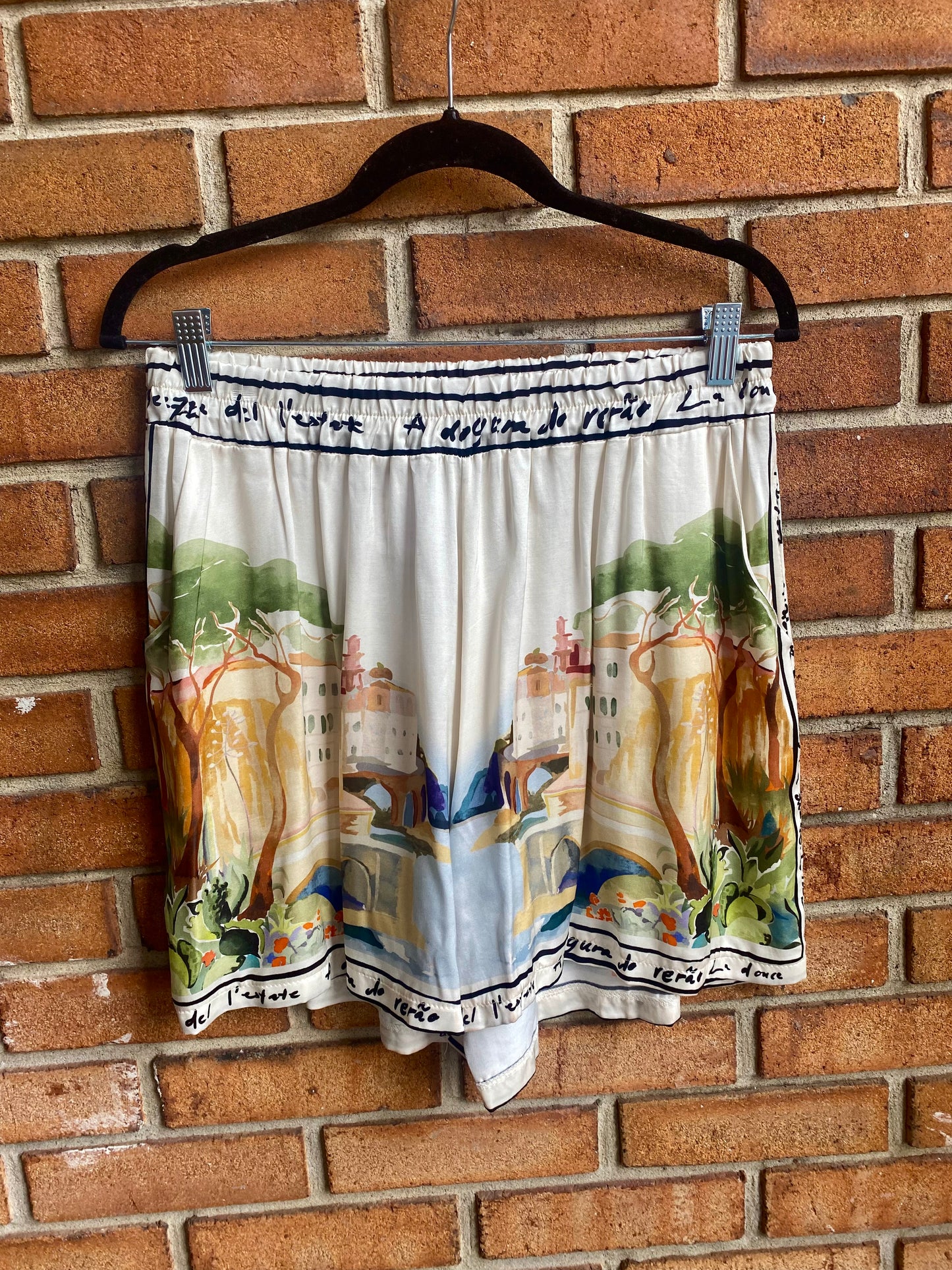 Relaxed Fit Printed Silk Shorts - IVORY