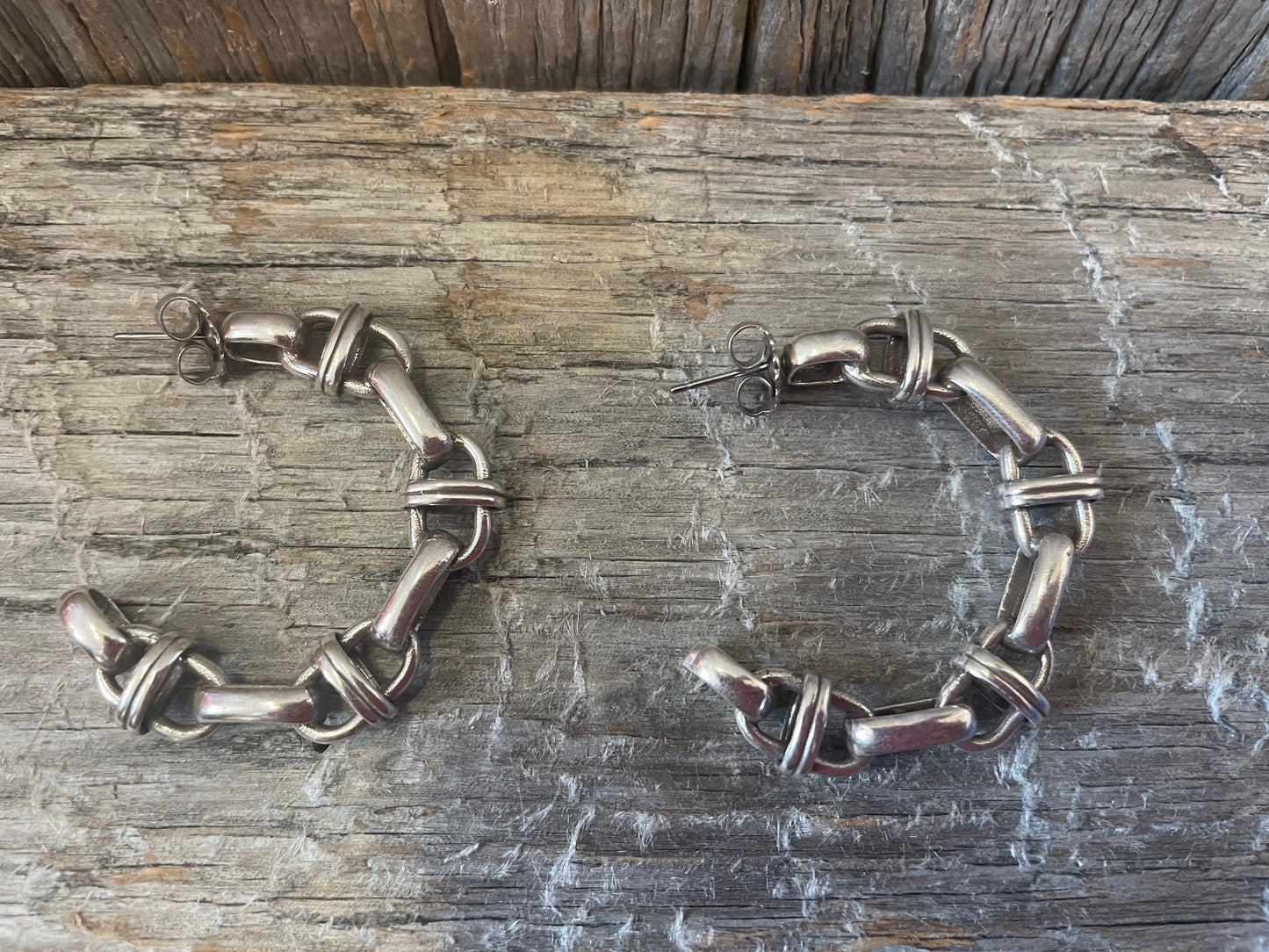 Silver Link Hoop Earrings