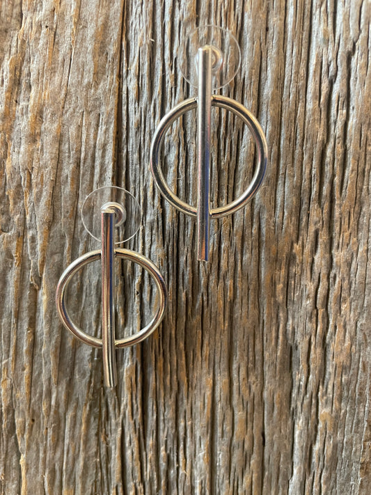 Silver Geometric Stud Earrings