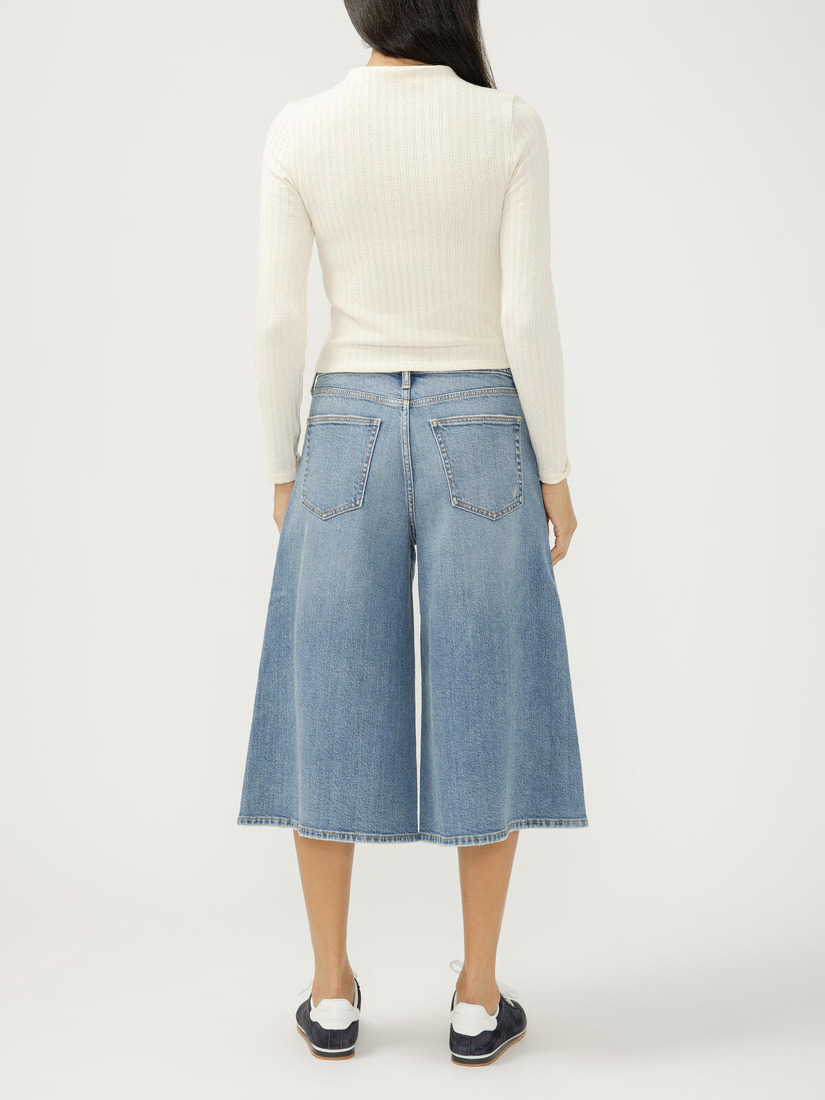 Denim High Rise Culotte- Medium Denim