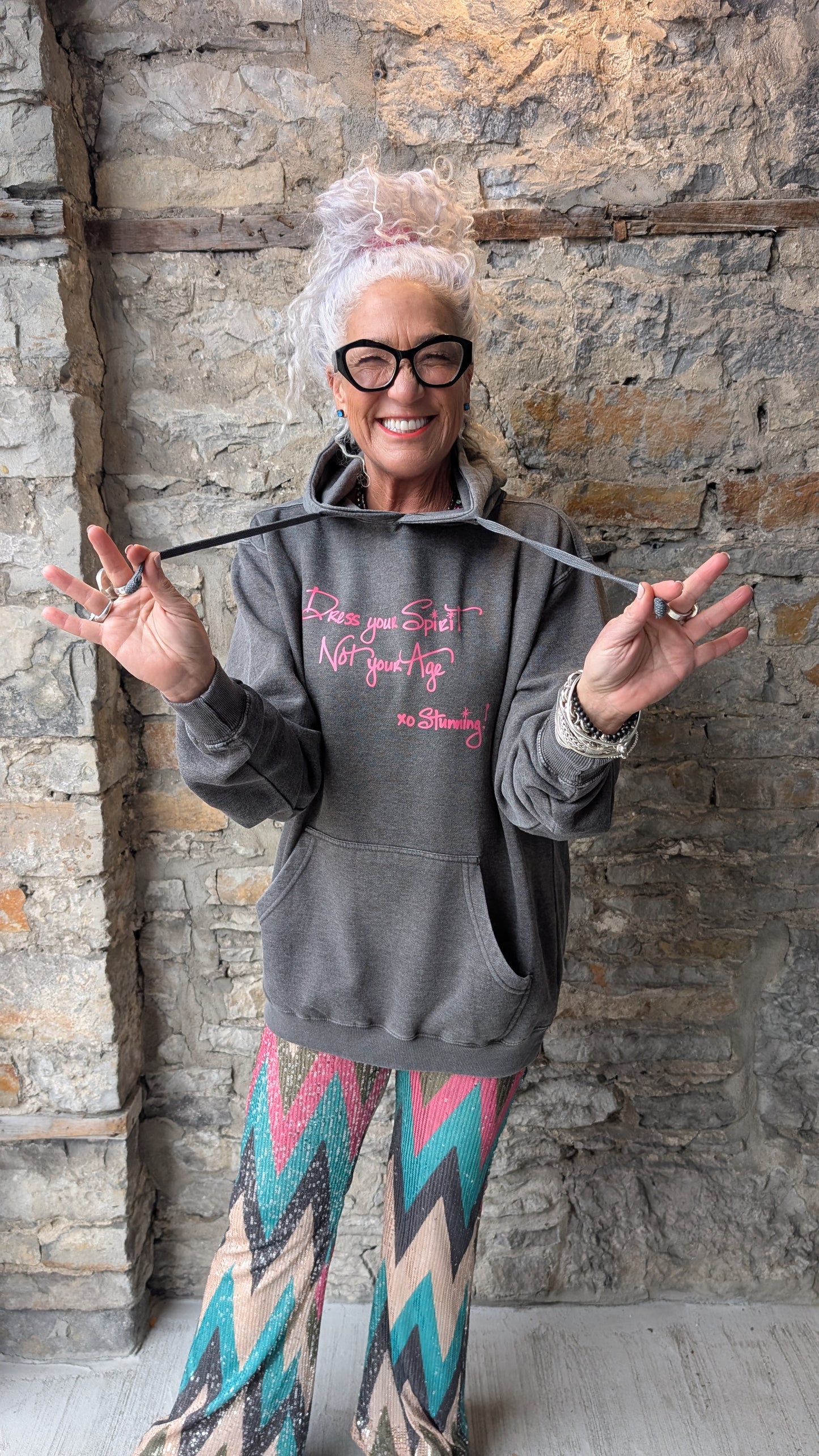 Cotton Mineral Wash Grey Hoody Sweatshirt with Front Pouch- STUNNING