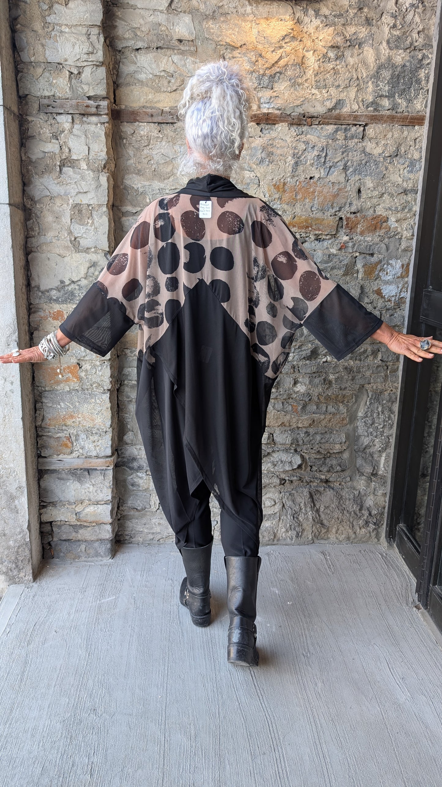 One Size Black and Nude Moon Pattern Tunic Dress with Pockets