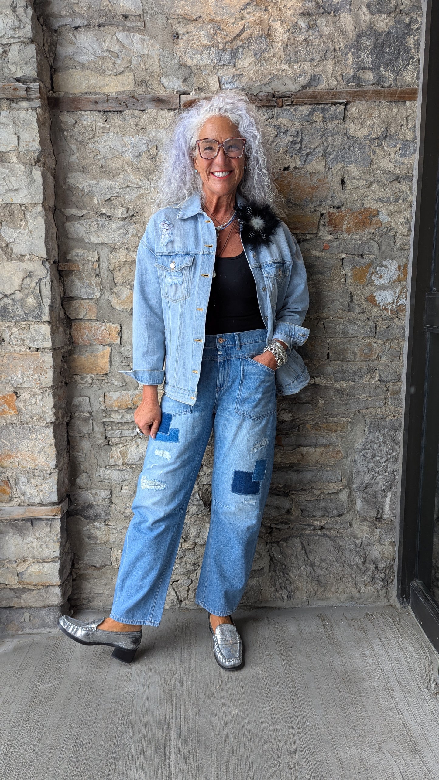 COJ Light wash Arc Style Jeans with Patchwork Detail