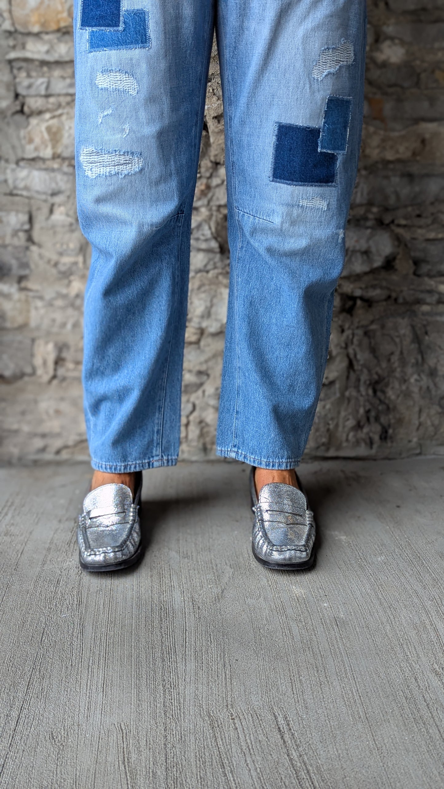 COJ Light wash Arc Style Jeans with Patchwork Detail