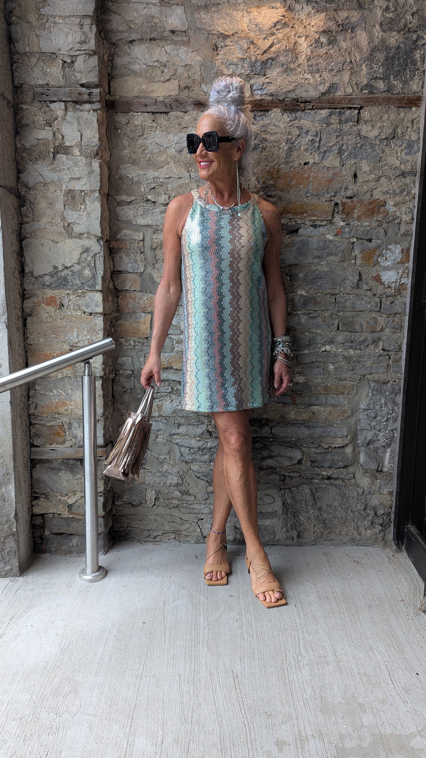 Pastel Sequin Shift Dress