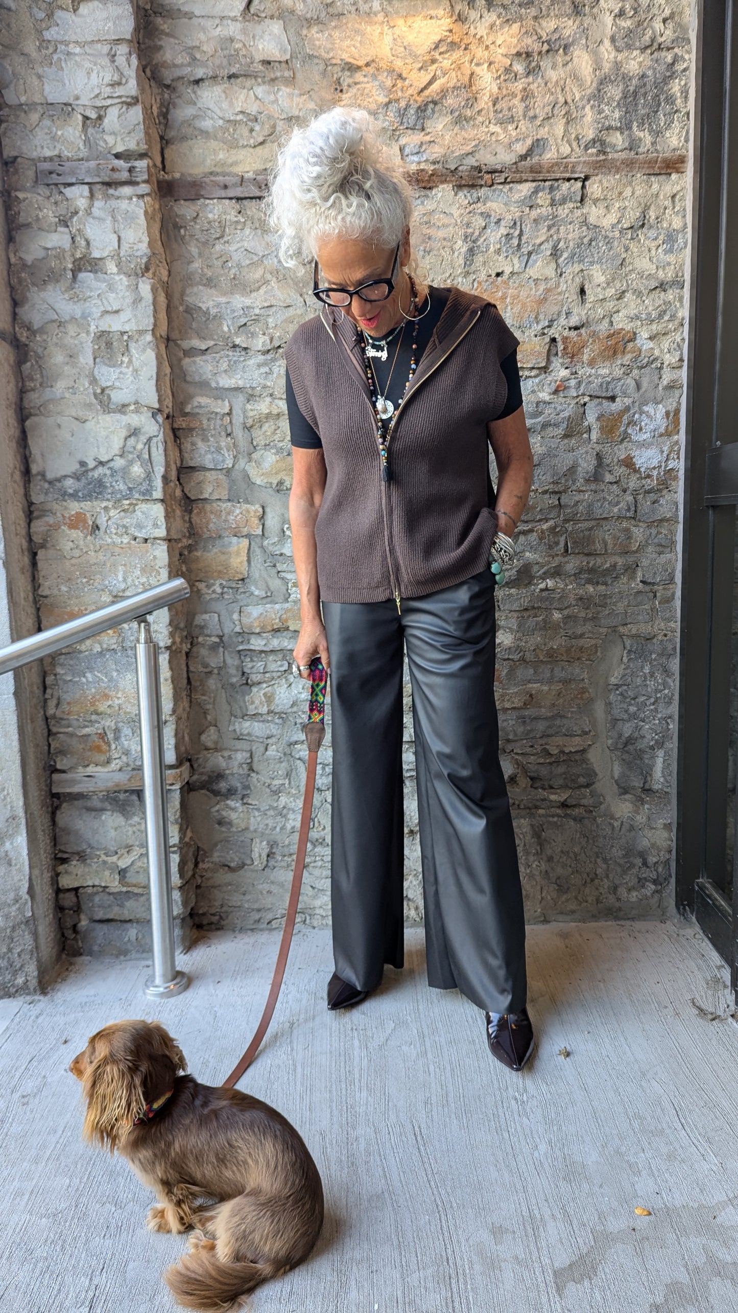Black Vegan Leather Wide Leg Pants with POCKETS