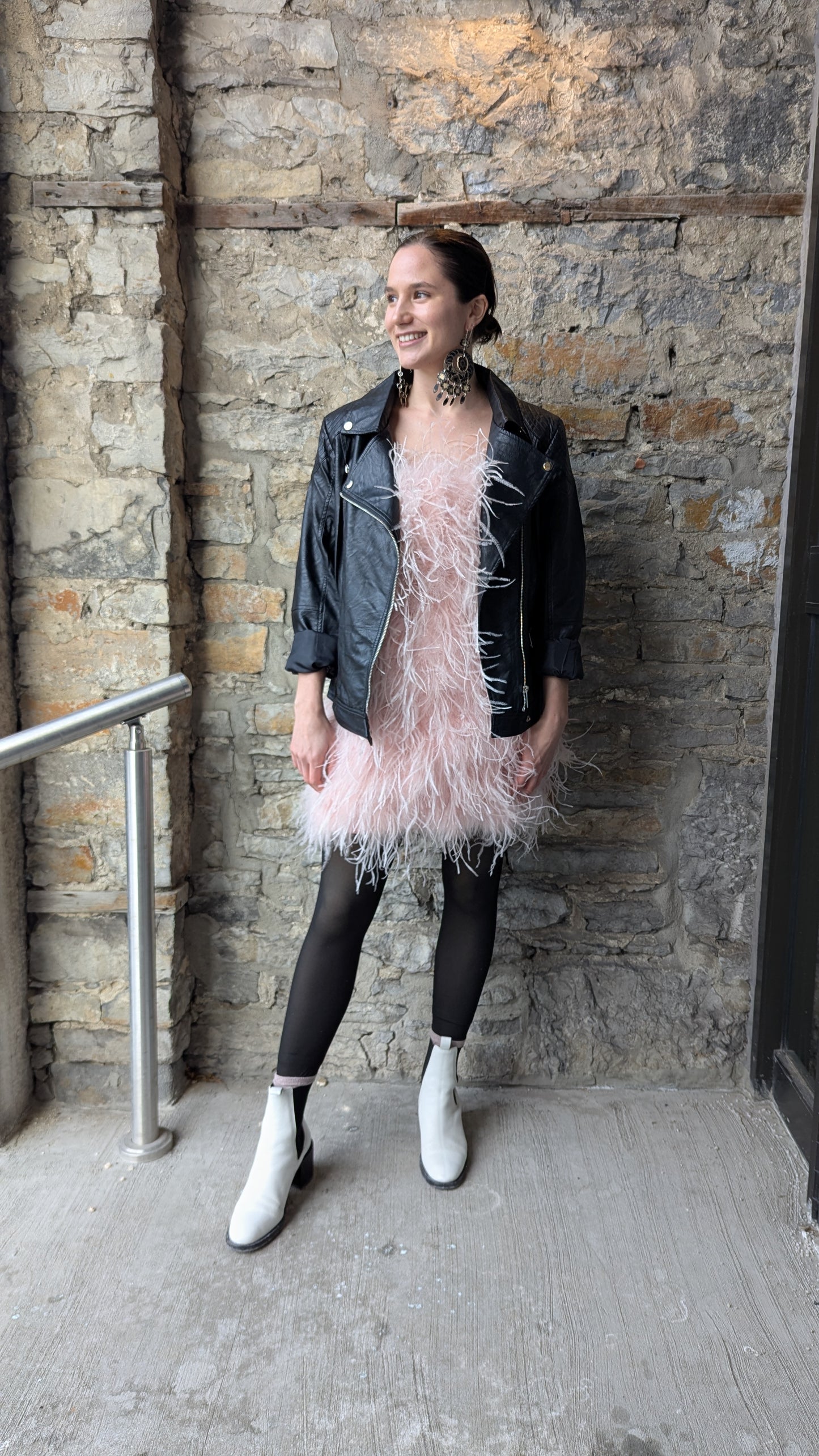 Strapless Ostrich Feather Dress- PINK
