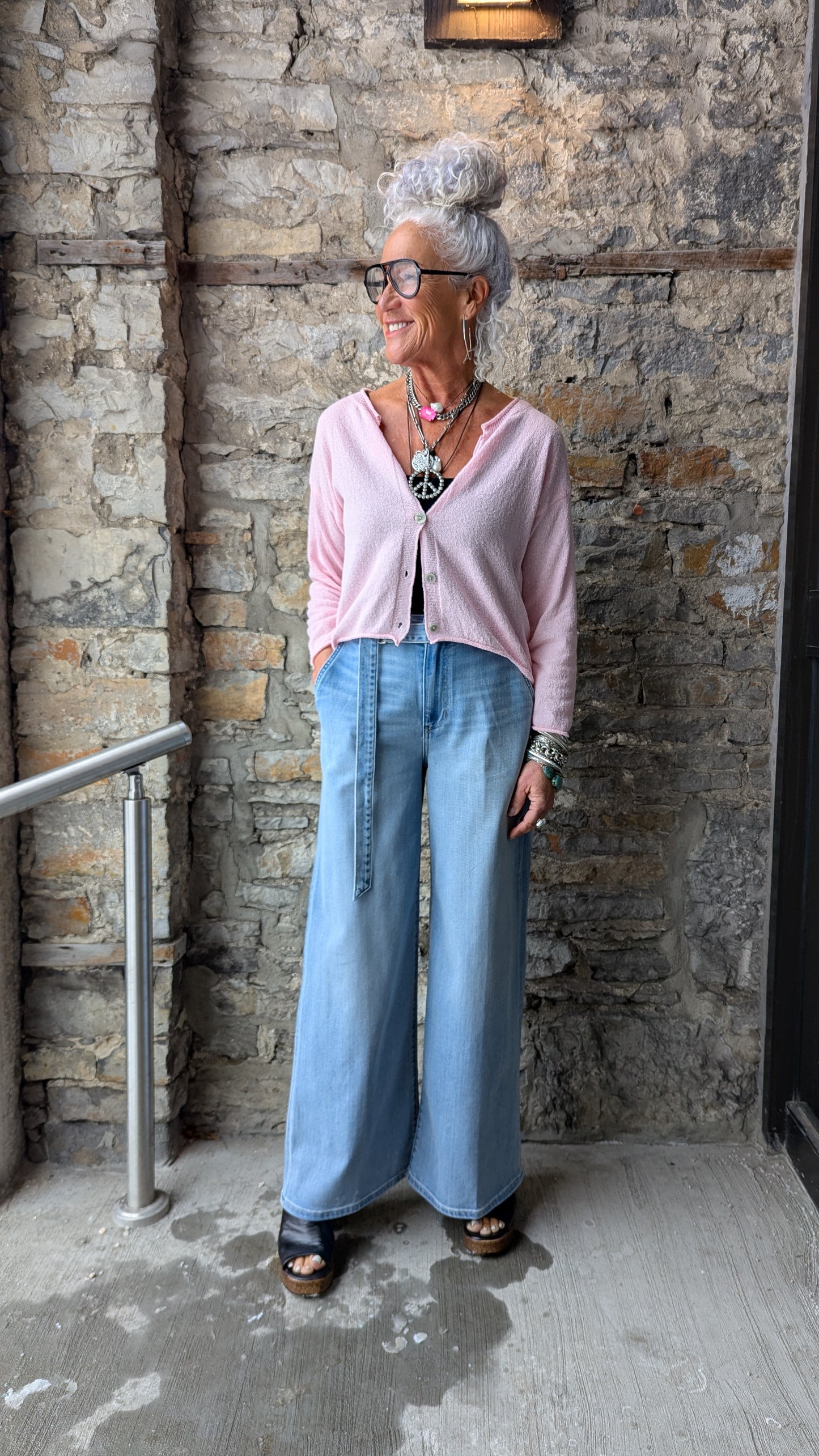 Pink Lightweight Cotton Relaxed Fit Cardigan