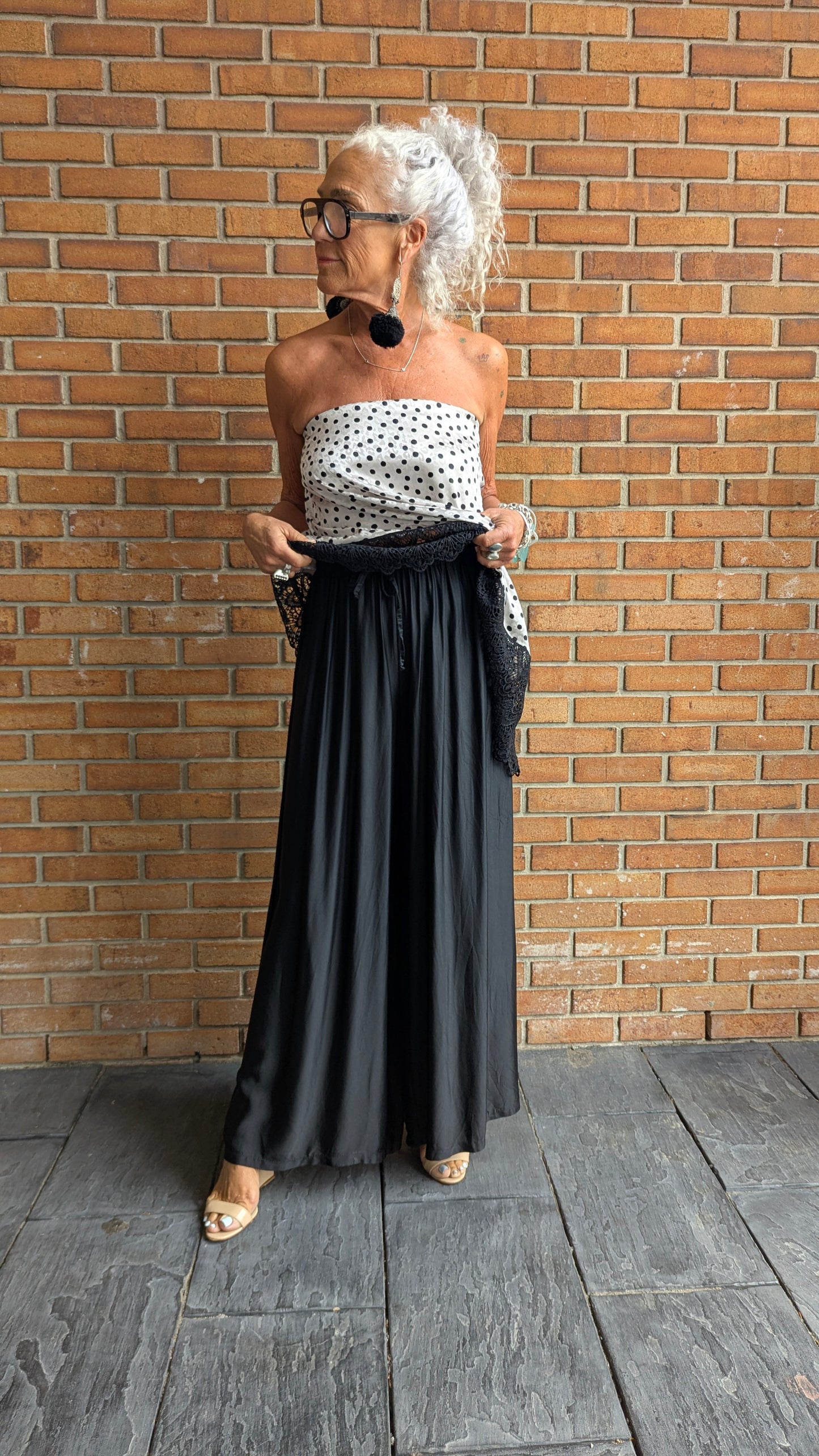 Silky Palazzo Pant with Pockets- BLACK