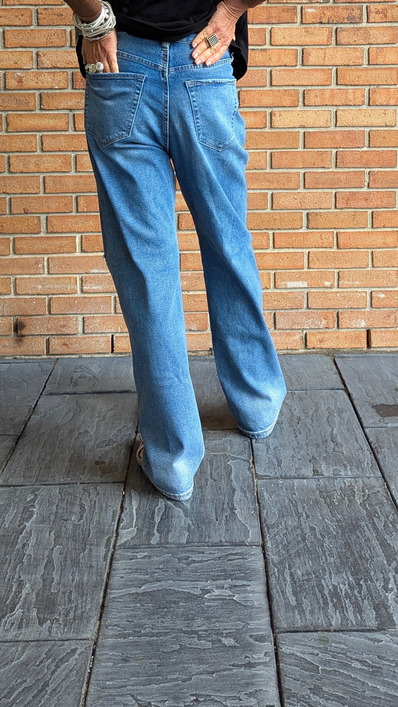 High Rise Straight Jeans- Vintage Stretch Denim