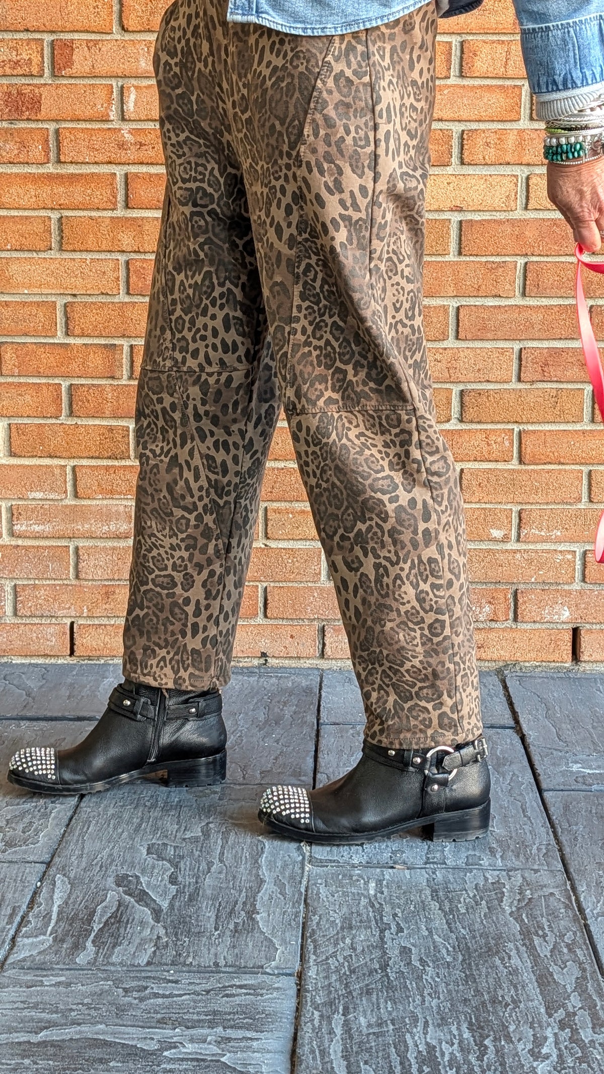 Cotton Animal Print Barrel Sweat Pant - DARK BROWN MIX