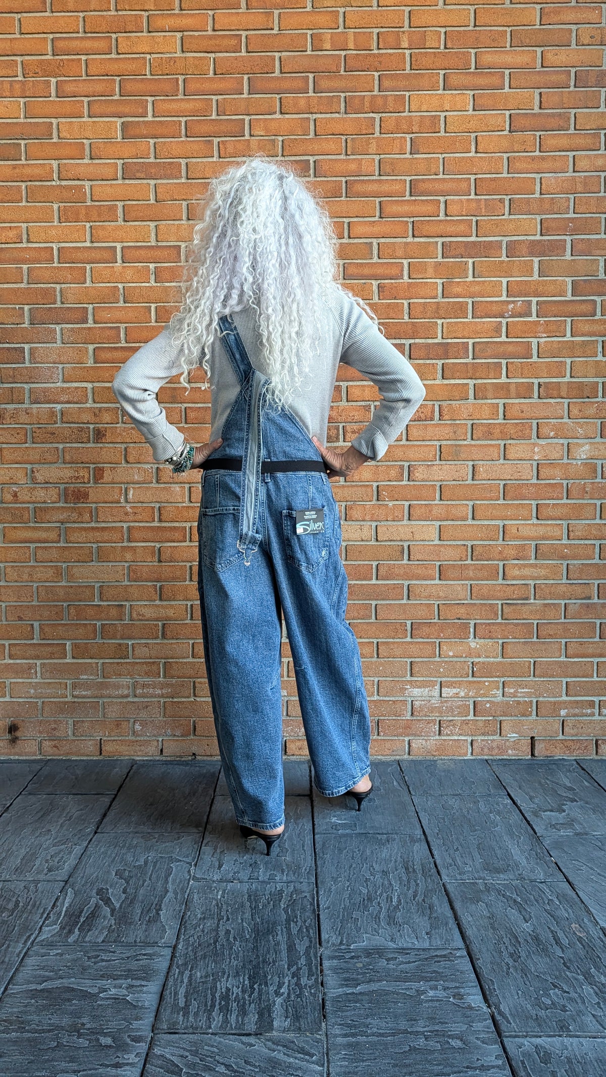 Barrel Leg Denim Overalls - VINTAGE WASH