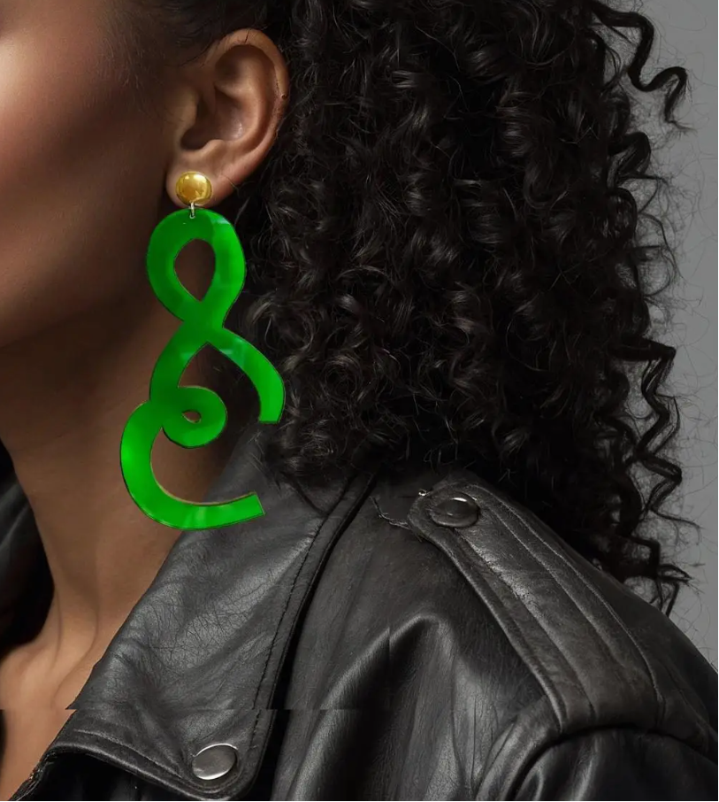 Green Oversized Acrylic Statement Earrings