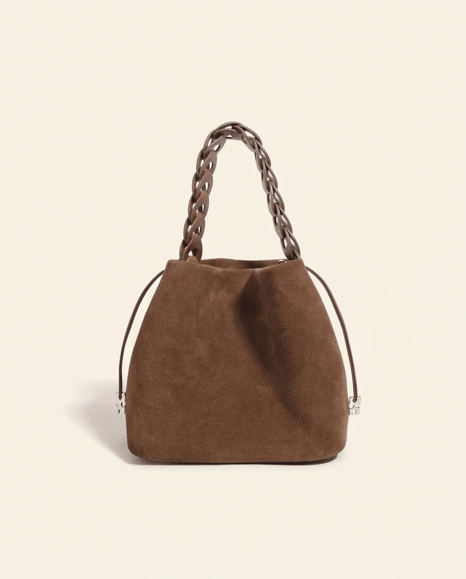 Suede Bucket Bag - BROWN