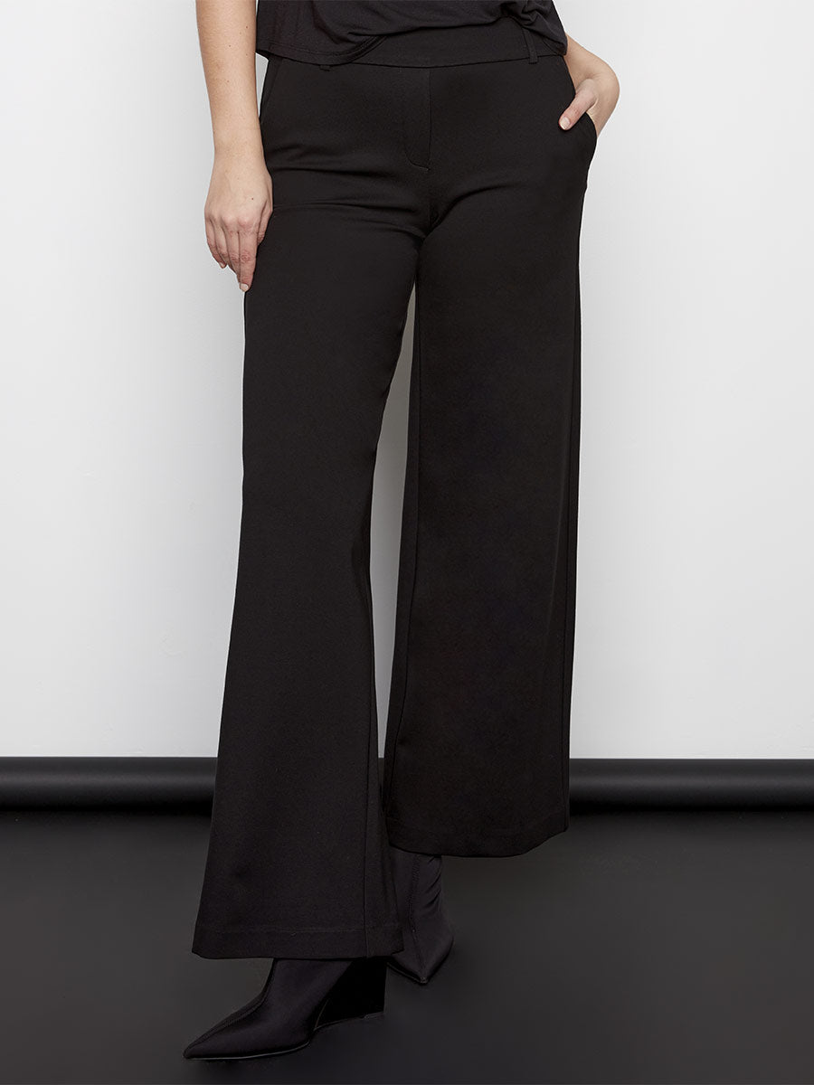 Wide Leg Ponte Pant with pockets- BLACK