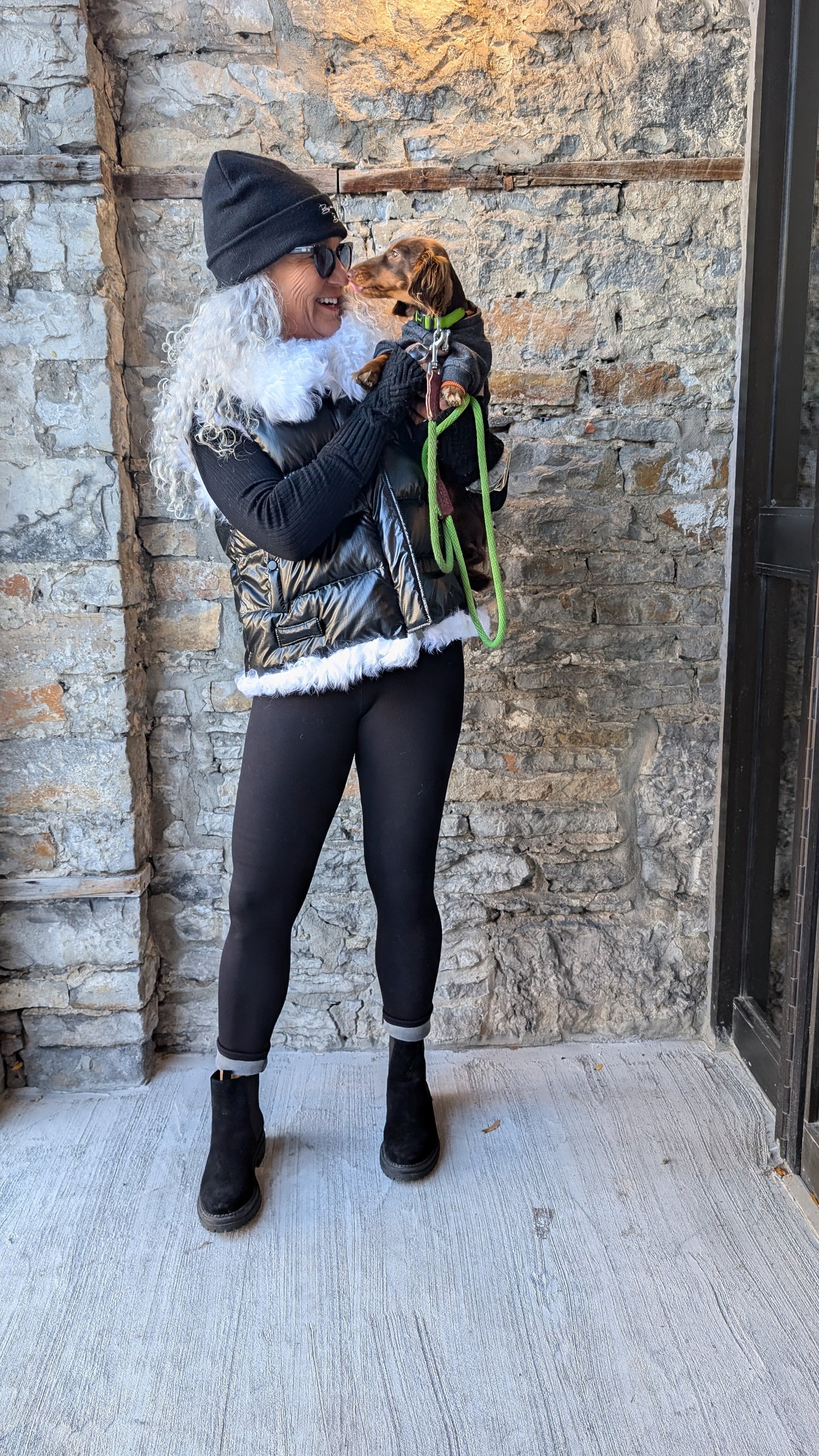 Black Sherpa out door lined leggings- ONE SIZE