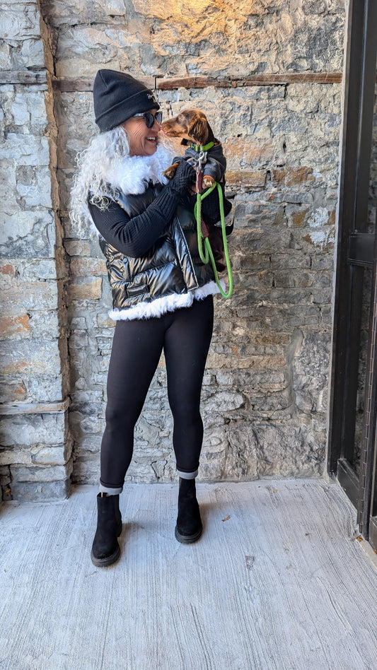 Black  Sherpa lined  leggings- ONE SIZE