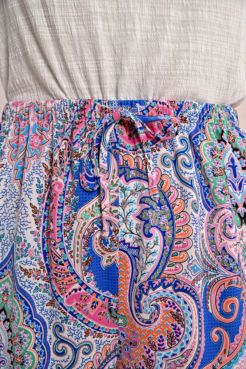 Paisley Printed Wide Leg Pants