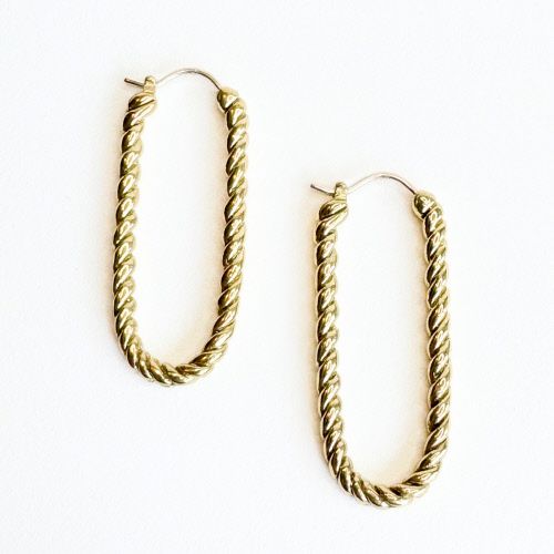 Twisted Rectangular Hoop - GOLD