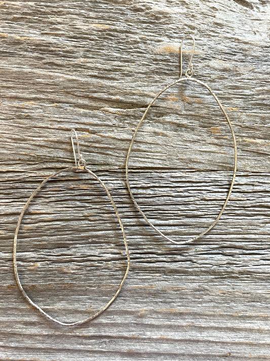 Sterling Silver lightweight tear drop hoops- handmade and exclusive