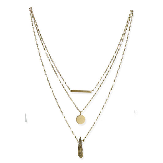 Dainty Gold Triple layer necklace with pendants Necklace designed in Canada