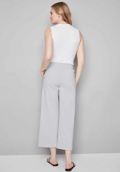 Striped Wide Leg Cropped Pant- GREY & WHITE