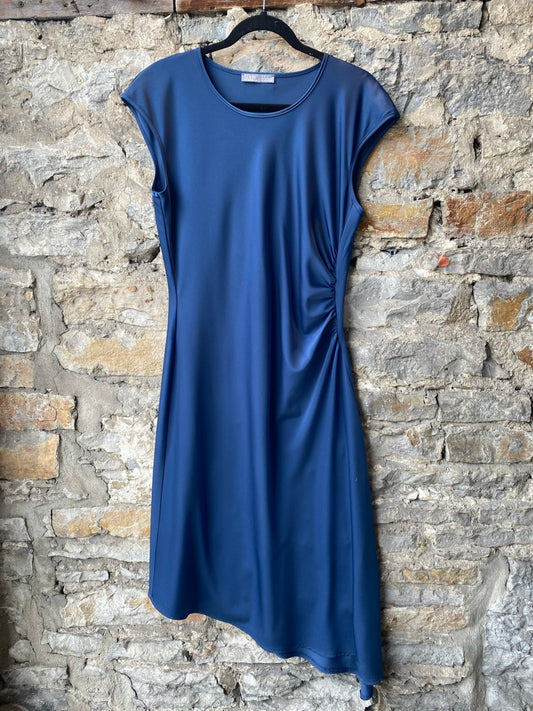 Sleeveless Asymmetrical Maxi Dress - Navy Blue