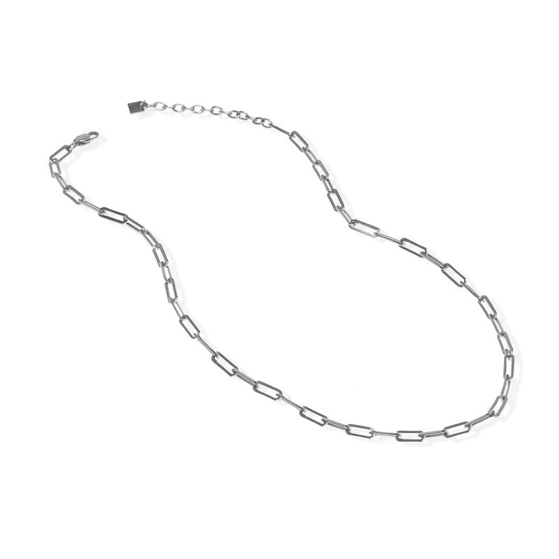 19" silver paperclip link necklace