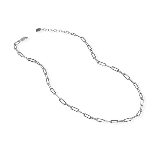19" silver paperclip link necklace