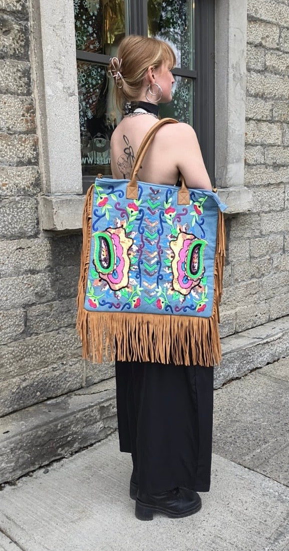 Handcrafted Boho Fringe Tote